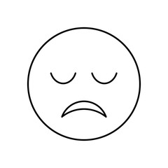 Sad face outline icon. Isolated vector lined illustration for web or app design.