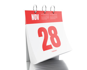 3d Day calendar with date November 28, 2017