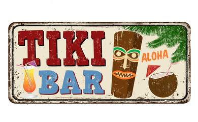 Tiki bar vintage rusty metal sign