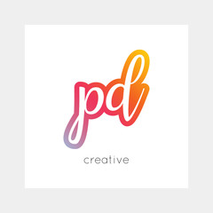 PD logo, vector. Useful as branding, app icon, alphabet combination, clip-art.