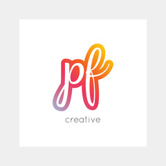 PF logo, vector. Useful as branding, app icon, alphabet combination, clip-art.