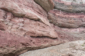 Red sandstones in Bletterbach canyon, Dolomites, Italy