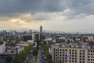 Fototapeta na wymiar Downtown Mexico City (CDMX) Panoramic Cloudy Skyline 