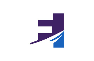 E Blue Square Swoosh Letter Logo