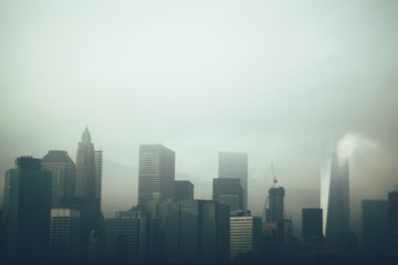 Fototapeta na wymiar A cloudy nyc skyline