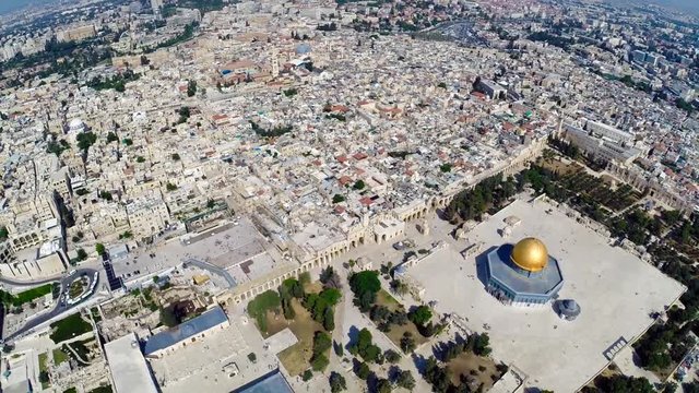 Rare aerial view of the Old City Jerusalem 4K