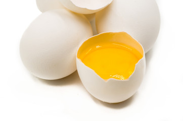 fresh eggs on the white background