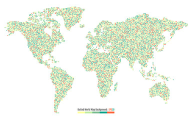 Dotted world map.Vector of World map with Colored Dots for Graphic Design.Abstract World map by Polka Dot Pattern.Vector illustration EPS 10