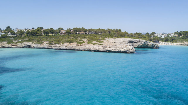 Landscape of the beautiful bay of Cala Mandia with a wonderful turquoise sea,Porto Cristo, Majorca, Spain