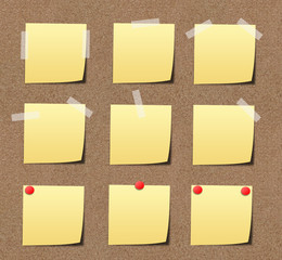 yellow sticky notes on sand board.