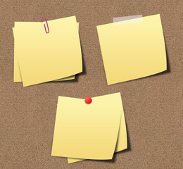 yellow sticky notes on sand board.