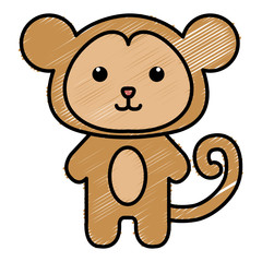 Stuffed animal monkey icon vector illsutration design doodle 
