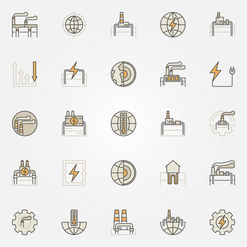 Geothermal Energy Colorful Icons