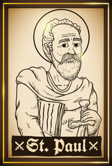 Painting in Hand Drawn Style with Saint Paul Image, Vector Illustration