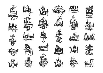 Sweet Pastry Calligraphic Letterings Set