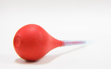 Red bubble laboratory equipment.