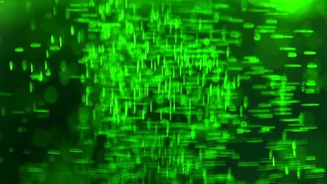Liquid is bright green in a glass chemical flask: texture and processes of venturi. Reagents in chemical containers: colored chemical experiments. Concept chemistry, laboratory, chemical liquids.
