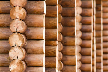 Natural background pattern of a log wall