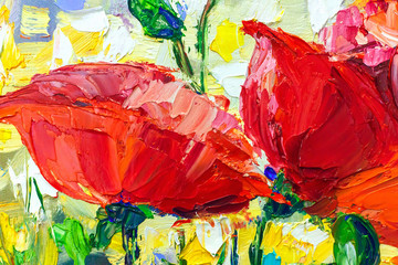 Oil Painting, Impressionism style, texture painting, flower still life painting art painted color image, © kolyadzinskaya