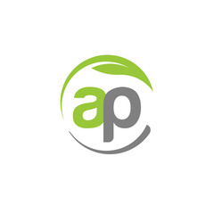 creative letter AC with circle green leaf ecology nature element vector,letter AC logo and abstract organic leaf logo