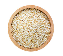 Quinoa in a bowl on white background