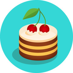 Cherry cake. Vector cartoon illustration