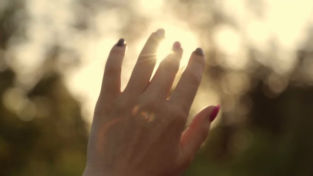 Sun rays through a woman's hand