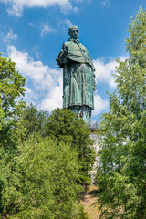 Arona, lake Maggiore, Italy. Sancarlone or Colossus of San Carlo Borromeo (17th century) is a...