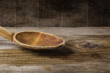 Used self-made wooden spoon