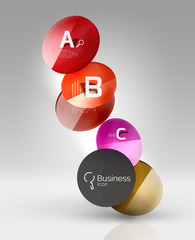 Shiny circles with text in 3d space