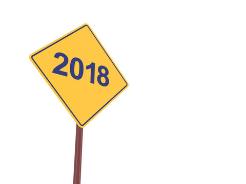     New Year 2018 with Sign Board - 3D Rendering Image 