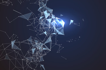 Abstract graphic consisting of points, lines and connection, Internet technology.