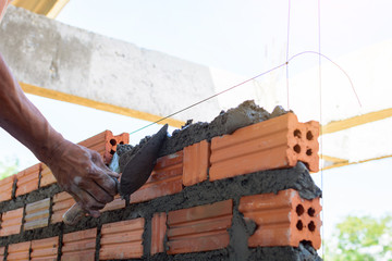 Construction wall Building with brick and cement