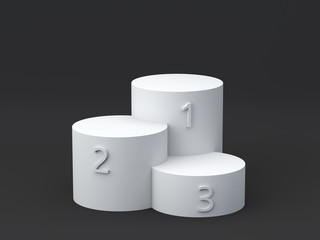 Empty winners podium on dark background. 3D rendering.
