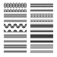 vector set with traditional indian geometric ornamental monochrome brushes - 162031493
