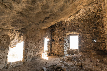 Interior of bandit's house above Feliceto in Corsica