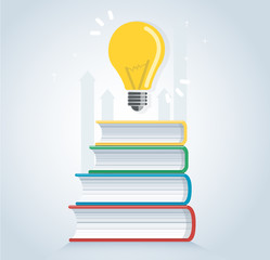 light bulb on books icon. education concepts, vector illustration design