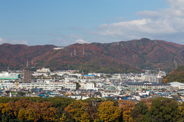 Osaka residence area in mountain around, Japan cityscape downtown