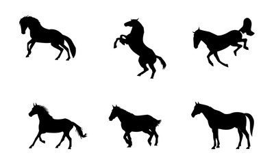 black horse silhouette of various styles