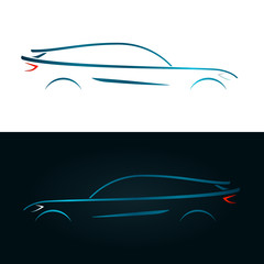 Concept design blue car silhouette. Vector illustration.