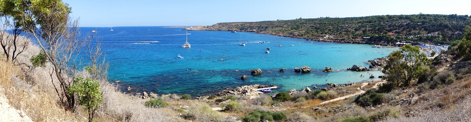 Fototapeta na wymiar panorama beach coast landscape mediterranean sea Cyprus island