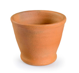 Clay pot on white background