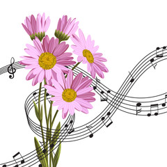 Daisies with music notes.