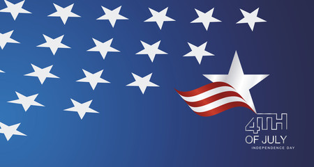 4th July USA star ribbon landscape background