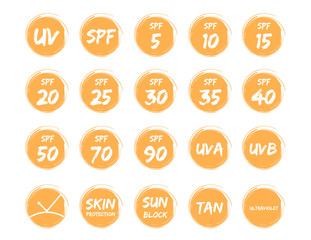 spf uv and ultraviolet icon vector