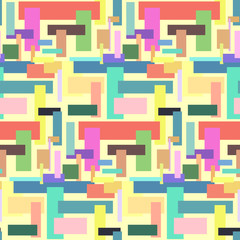 Colorful abstract seamless pattern with rectangles, fashion bright colour geometric texture for textile, wrapping paper, backgrounds, cover