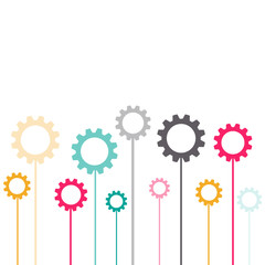Standing color gears isolated on white background. Vector illustration