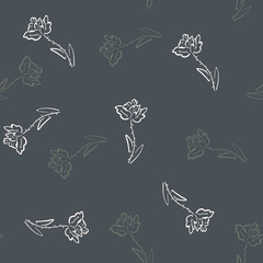 Monochrome black and gray roses pattern, nice flowers texture for textile, wrapping paper, backgrounds. Hand drawn floral seamless pattern