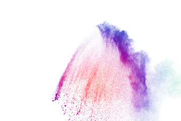 abstract multicolored powder splatted on white background,Freeze motion of color powder exploding