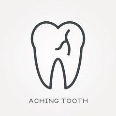 Line icon aching tooth